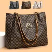 Women PU Casual Tote Bag with Monogram Finish | SIVER