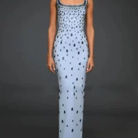 Women’s Sleeveless Diamond Beaded Evening Dress