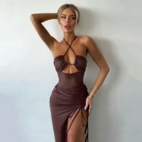 Sexy Sleeveless Backless Midi Dress for Women – Bodycon Party & Club Dress