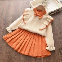 Winter Knit Princess Outfit for Girls – 2-Piece Sweater and Skirt Set