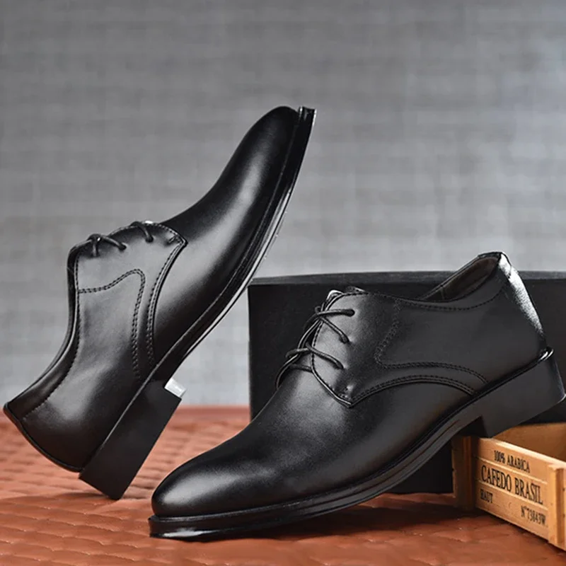 Men’s PU Lace-Up Dress Shoes – Pointed Toe Party Style | SIVER - Image 3