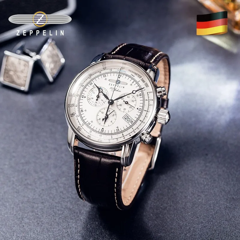 Men’s Chronograph Quartz Watch – Leather Strap with Full Calendar | SIVER - Image 2