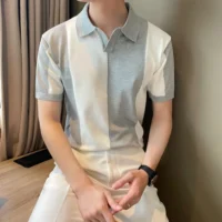 Men's Polo Shirt – Patchwork Knit, Quick-Dry Contrast Slim Fit | SIVER