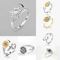 Anti-Stress Spinner Rings for Women – Sunflower, Star & Sun Design