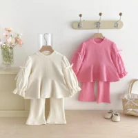 Girls’ Long-Sleeve Bow Top & Flared Pants Set