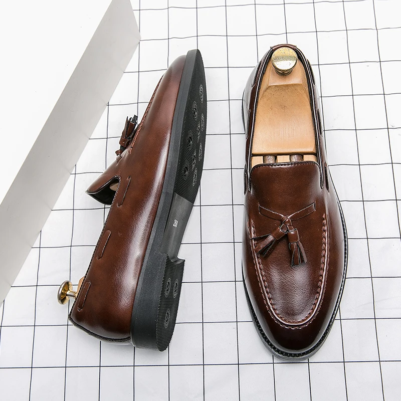 Men’s PU Oxford Shoes – Slip-On Round Toe Office Style | SIVER - Image 3