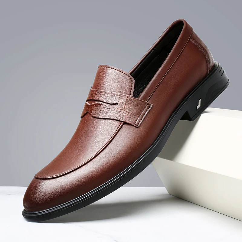 Men’s Genuine Leather Loafers – Summer Slip-On with Massage Insole | SIVER